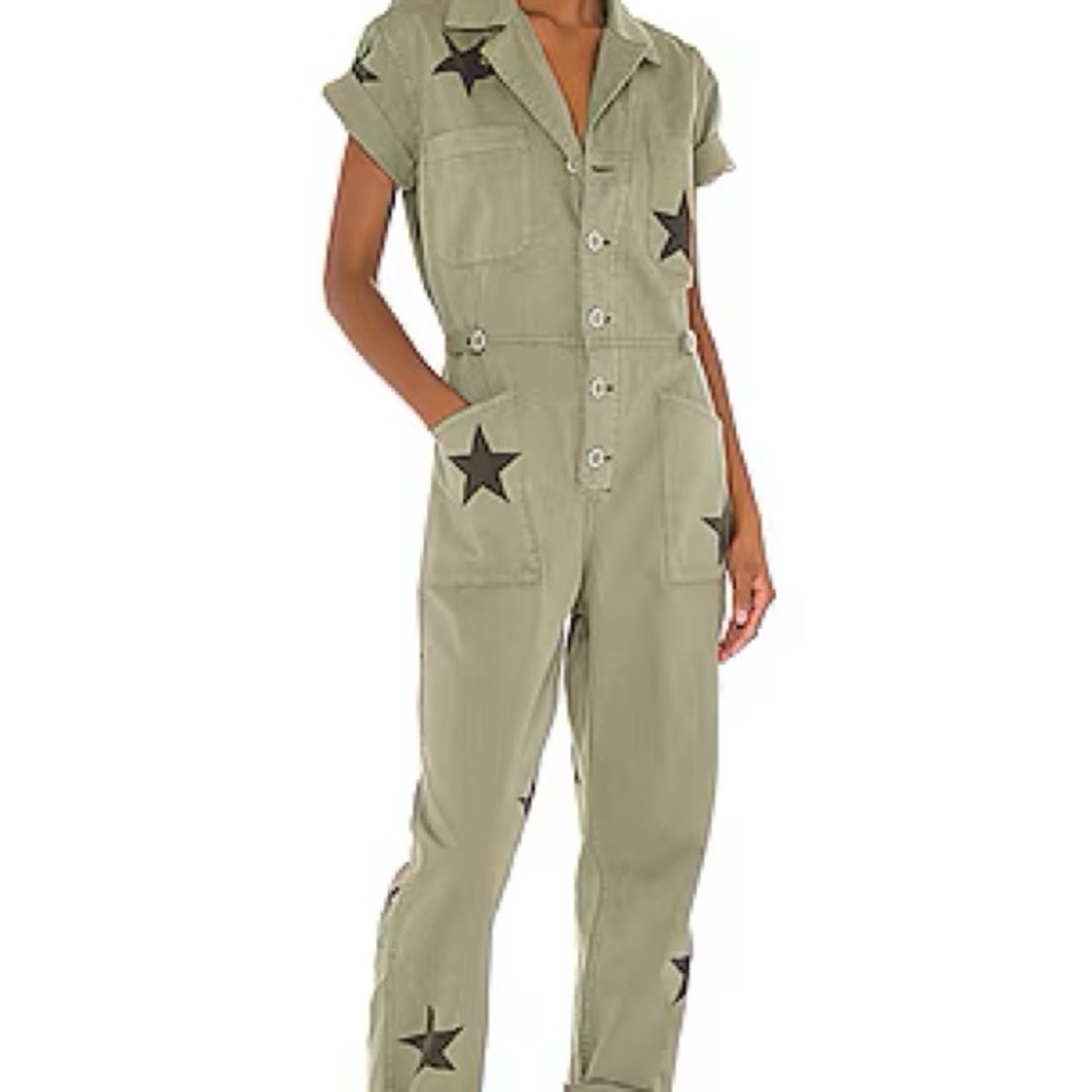 Pistola Olive Jumpsuit with Black Star Details